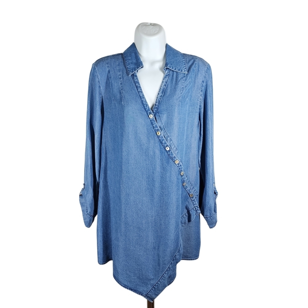 SOFT SURROUNDINGS ASYMMETRICAL WRAP BLOUSE